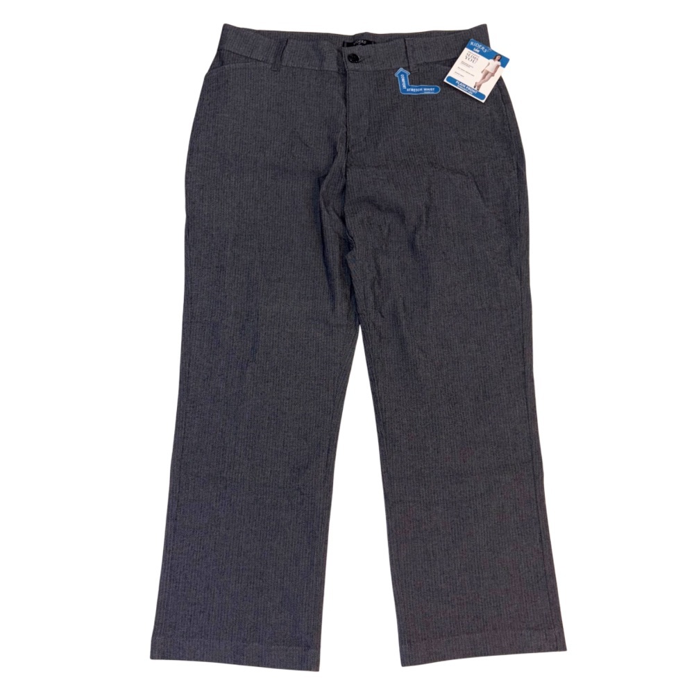 Riders by Lee 16P Herringbone Pants NWT Stretch Waist Slimming Straight Leg Gray